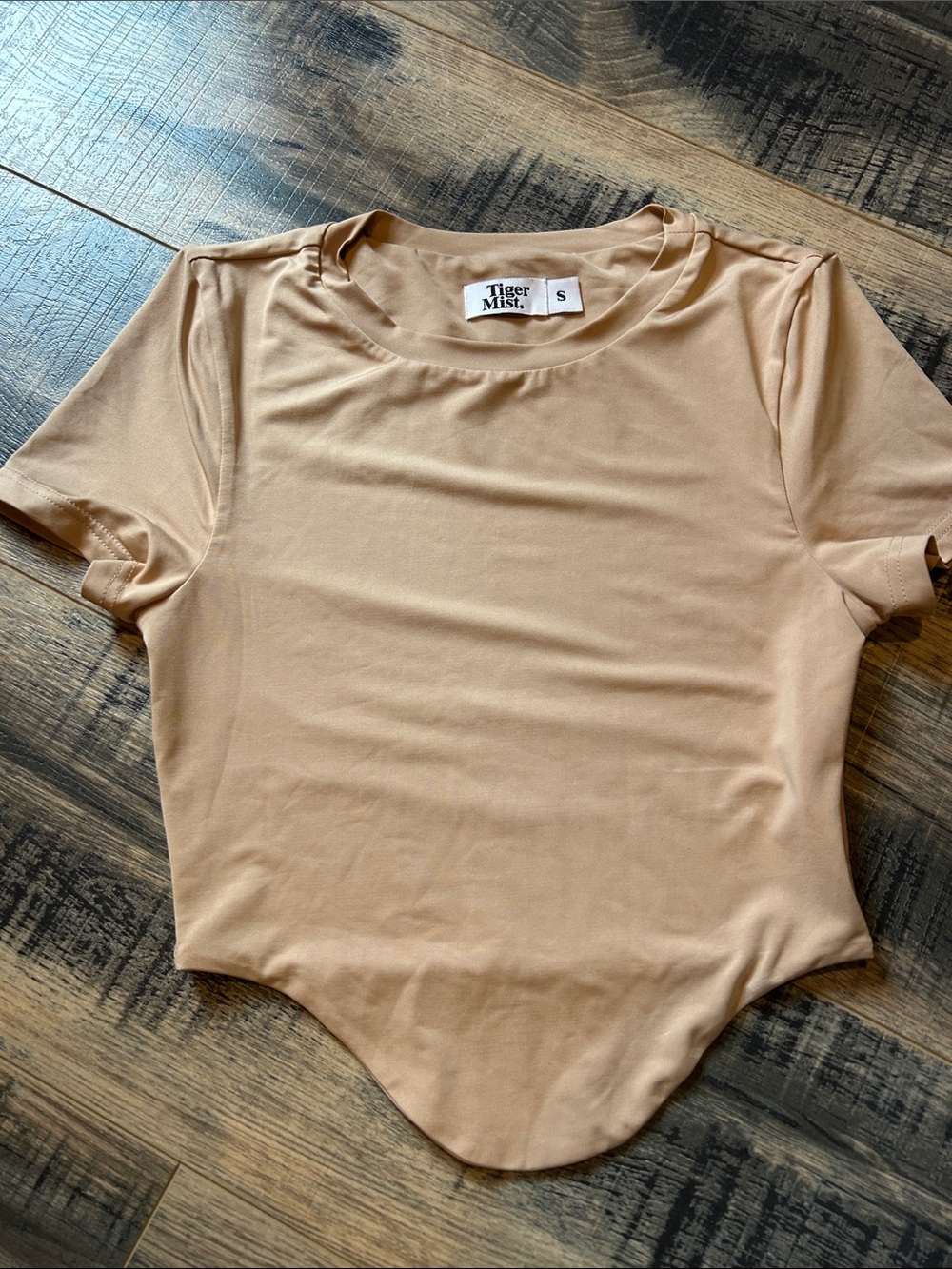 Tiger Mist Nude/Tan Short Sleeve Crew Neck Bodysuit